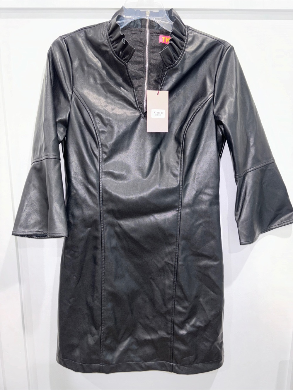 THML Black Faux Leather Shift Dress Jacket